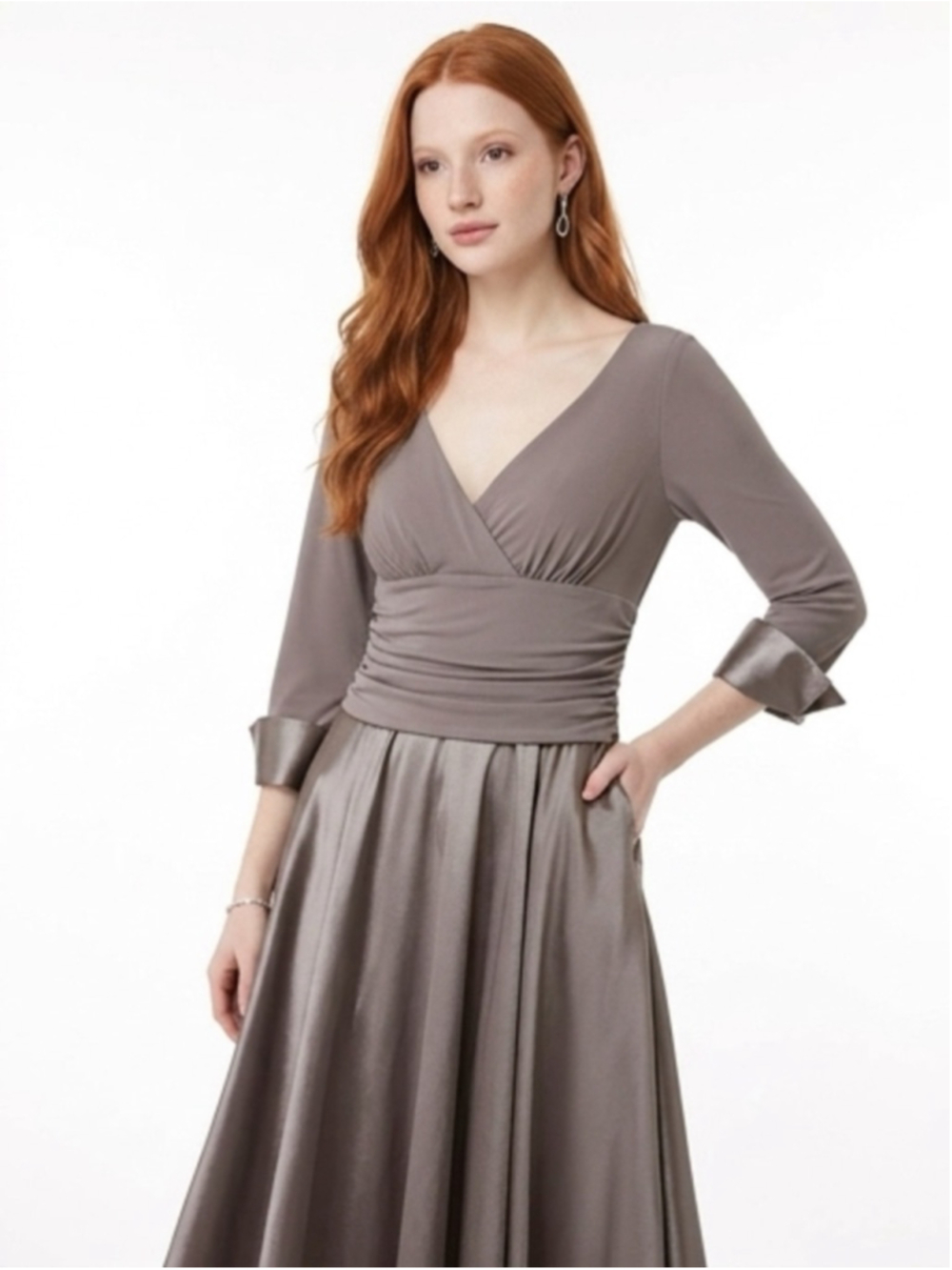 Jessica Howard Silver Dress 12 Folded Cuff Portrait Collar Wedding Formal